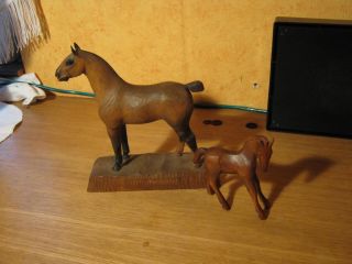 2 Alte Geschnitzte Pferde - Aus Nachlaß Eines Sammlers Bild