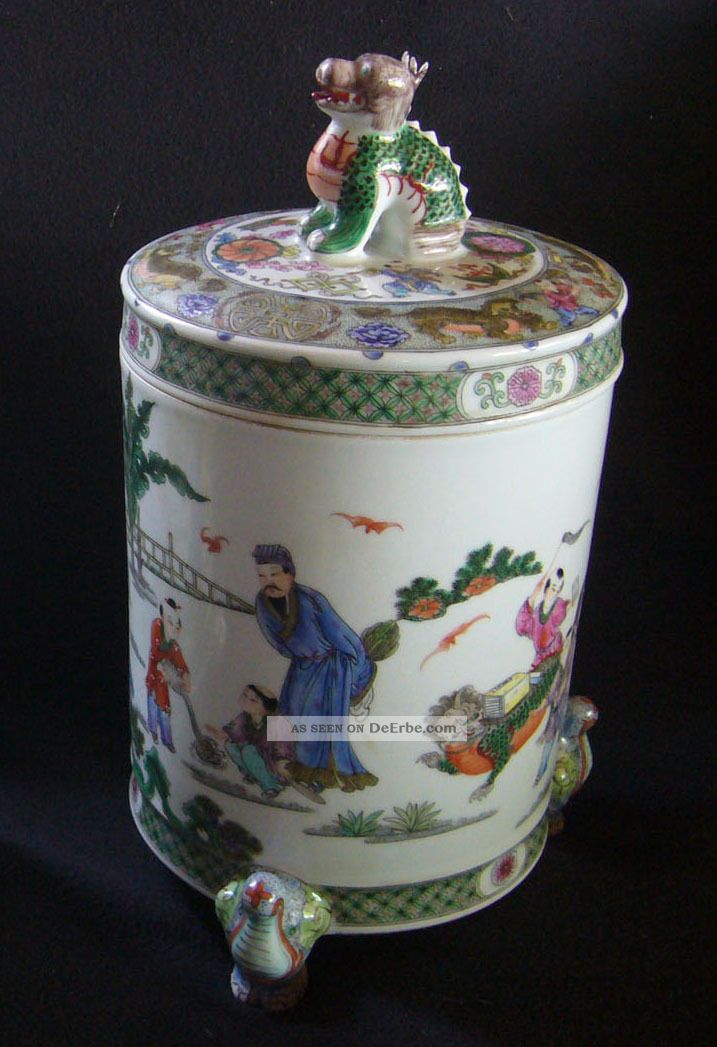 Chinesische Vase Dose Keramik - Blaue Zeichen China Asien Drache Elefant Entstehungszeit nach 1945 Bild