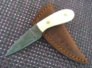 Jagdmesser Damast Messer Mini Damastmesser 10,  0 Cm Neck Knife Handarbeit Top Bild