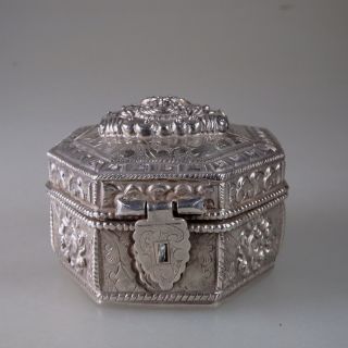 Ältere Orientalische Deckeldose Sterling Silber 120 Gr (38315) Bild
