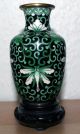 Cloisonne Vase China Carved Messing Old Chinese Floral Carving Figur Woodstand Asiatika: China Bild 1