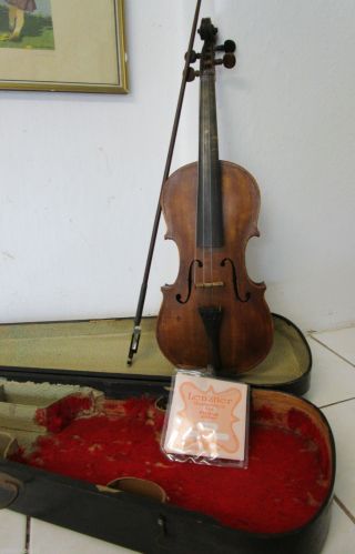Dachbodenfund Uralt Geige Violine Um 1890 Einteiliger Rücken,  Bogen,  Kasten Bild