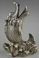 China Collectible Decorate Water God Old Tibet Silver Fish Dragon Jump Statue Volkskunst Bild 10