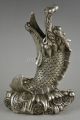 China Collectible Decorate Water God Old Tibet Silver Fish Dragon Jump Statue Volkskunst Bild 8