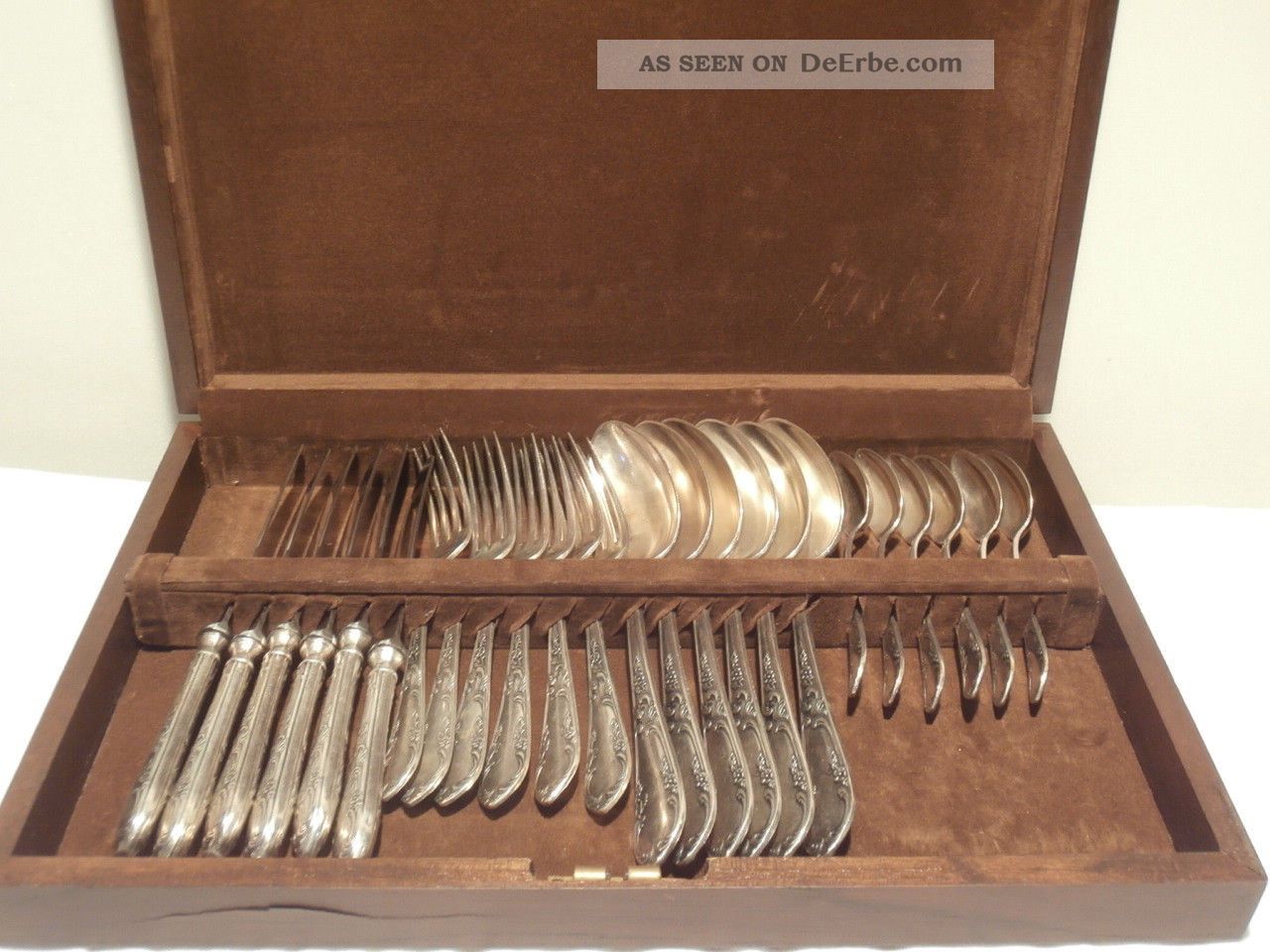 Rokoko Barock Silberesteck Im Holz Besteckkoffer 6 Personen P 100er Silber Objekte ab 1945 Bild