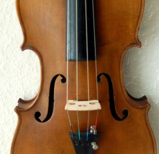 Sehr Gute Handgemachte Deutsche 4/4 Geige - Violine - 4 Eckklötzchen - Um 1900 Bild