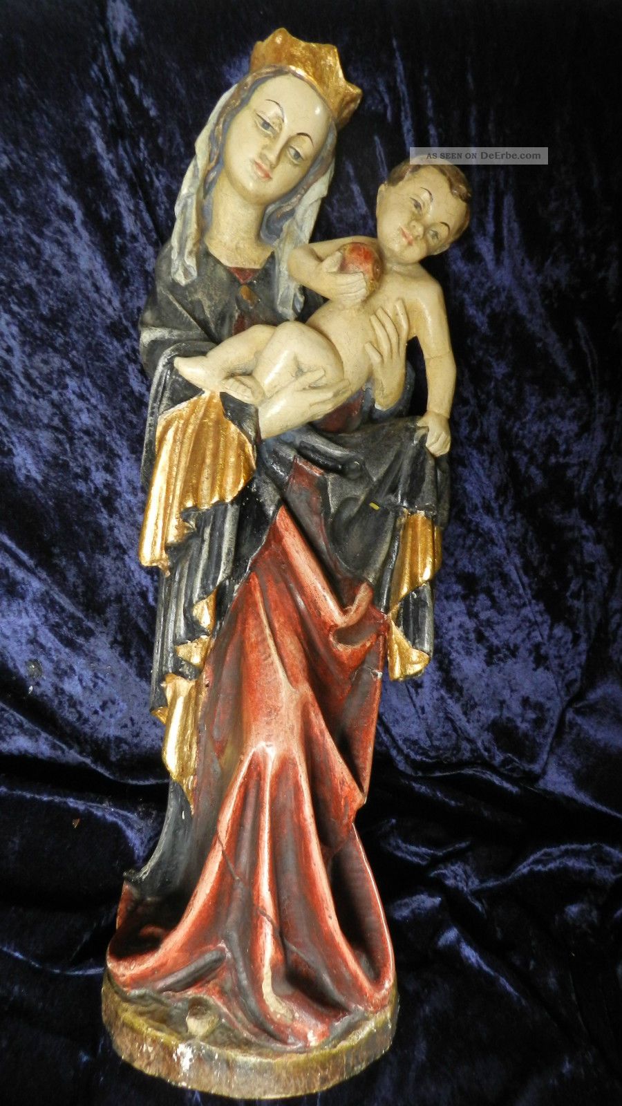 Madonna Mutter Gottes 67cm Maria Königin Jesus Heilige Holzfigur Geschnitzt Skulpturen & Kruzifixe Bild