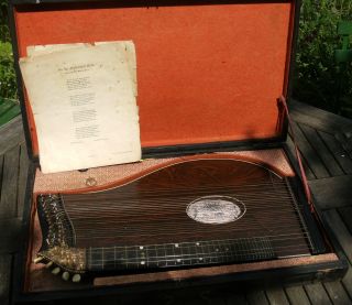 Zither Musikinstrument Holz Antik Bild