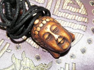 Vintage Retro Leder Kette Halskette Kwan Yin Guan Yin Amulett Anhänger Buddha Bild