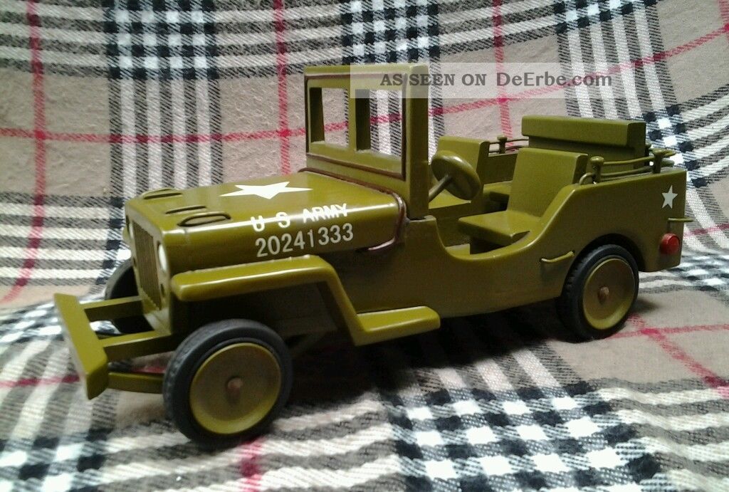 Großer Willys Mb Jeep 1:10 Holzspielzeug Hugo Koch,  38cm,  Rarität,  Gt. Holzspielzeug Bild