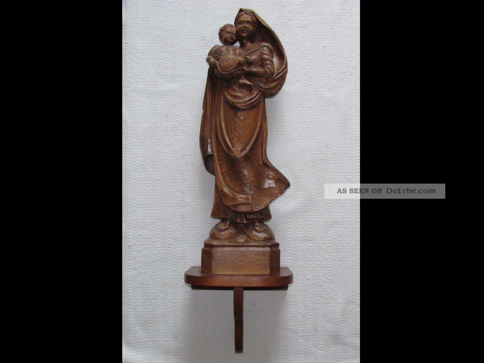 Sehr Große Holz - Madonna Geschnitzt Alte Figur Skulptur Wand - Podest Konsole Jesus 1950-1999 Bild