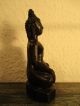 Sitzender Buddha Figur 13cm Schwarz Gießmasse Skulptur Meditation Feng Shui Entstehungszeit nach 1945 Bild 3