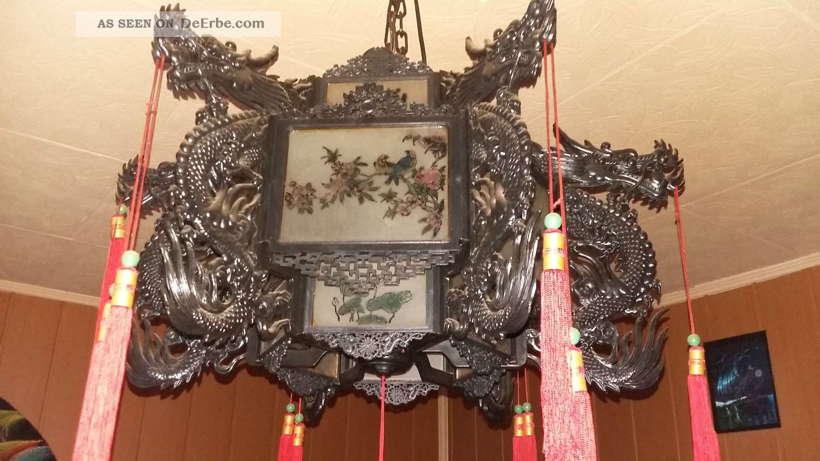Chinesische Lampe,  Hängelampe Mit Bemaltem Glas Entstehungszeit nach 1945 Bild