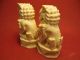 Beinfiguren - Paar Chinesische Tempelwächter - Fo Hunde - Signiert - Um 1900 - Art.  2841 Beinarbeiten Bild 9