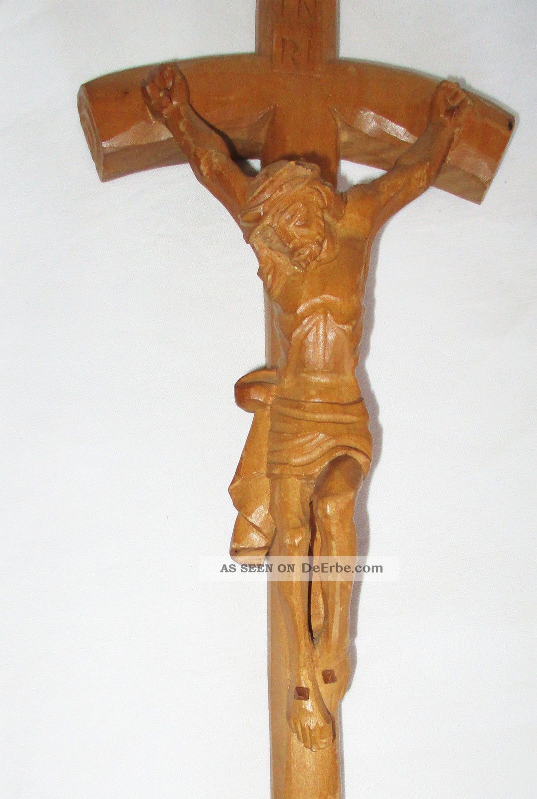 Kreuz Kruzifix Aus Vollem Holz Geschnitzt Skulpturen & Kruzifixe Bild