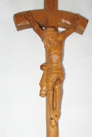 Kreuz Kruzifix Aus Vollem Holz Geschnitzt Bild
