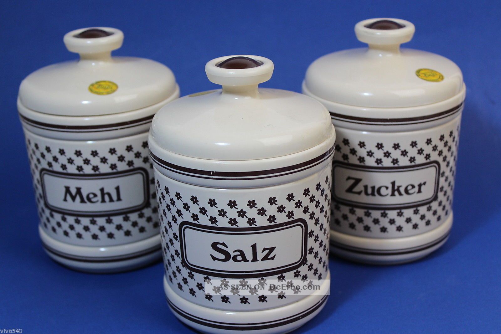 Emsa 3 Vorratsdosen Mehl Salz Zucker Plastik Vintage Designklassiker 1970-1979 Bild