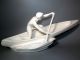 Alte Art Deco Figur Kanute Kanufahrer Keramik Skulptur 1930 Antik Boot Sportler 1920-1949, Art Déco Bild 7