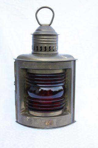 Antike Backbordlampe Schiffslampe Messinglampe Petroleum Oder Öllampe Top Alt Bild