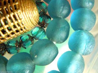 Neue Afrikanische Krobo - Perlen In Taubenblau - 8 Perlen - Ca.  13 - 14mm - Bild