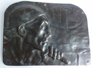 Constantin Meunier 1831 - 1905 Bronze Minenarbeiter Signiert Bild