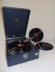 Extrem Rar - His Master ' S Voice Model Koffer - Grammophon Mod.  102 Blau - Um 1925 Mechanische Musik Bild 9