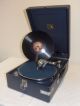 Extrem Rar - His Master ' S Voice Model Koffer - Grammophon Mod.  102 Blau - Um 1925 Mechanische Musik Bild 3