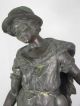 Hirte / Mann Mit Hund Weiß - Bronze Figur / Skulptur / Plastik H.  46,  5cm Frankreich 1900-1949 Bild 1