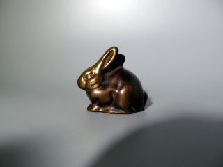 Kleine Bronze Figur Hase Braun Patiniert Kaninchen Tier - Skulptur Miniatur Rabbit Bild