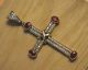 Antik Anhänger Kreuz Echt Silber Handarbeit 925 Mit Gold Cross Croce Croix Schmuck nach Epochen Bild 1
