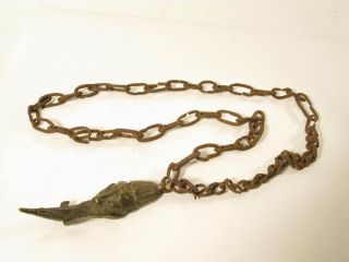 Alte Eisenkette Yoruba Eshu Bronzeanhänger Old Iron Chain Brass Pendant Afrozip Bild