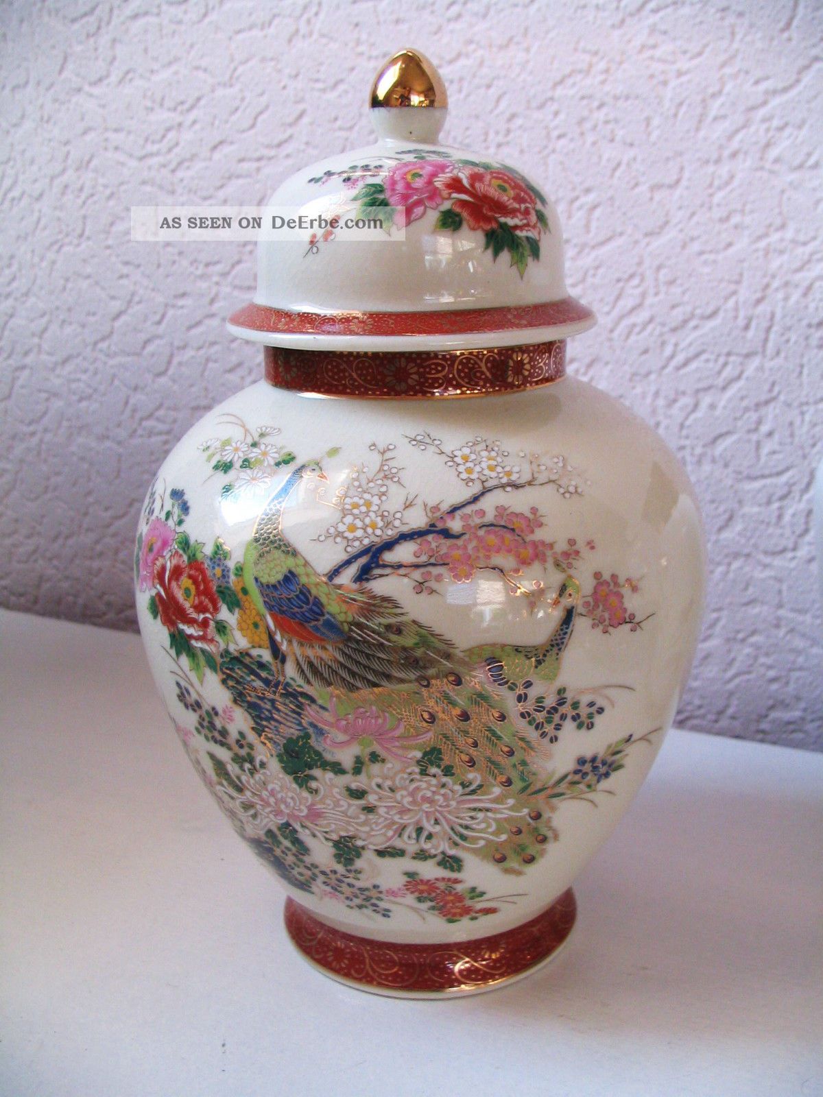 China Japan Deckeldose Dose Deckelvase Porzellan Handgemalt H20cm Entstehungszeit nach 1945 Bild