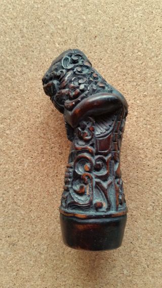 Holzgriff,  Figur,  Kunstvoll Geschnitzt,  Für Messer Oder Werkzeug,  Asien Bild