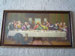 Antik Heiliges Bild,  Das Letzte Abendmahl,  Jesus Christus Sign.  Zabateri Bild