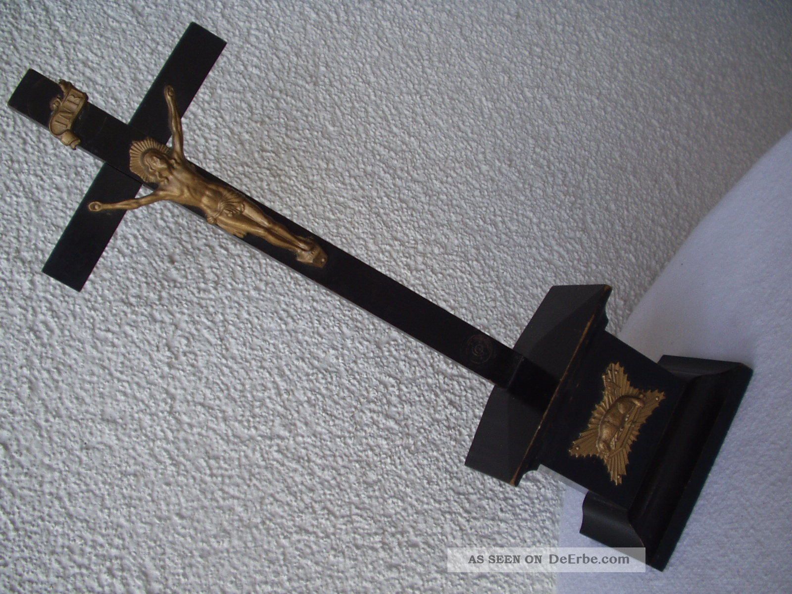 Antikes Originales Holz - Kreuz Mit Jesus Und Dem Lamm Gottes - 19.  Jhd Skulpturen & Kruzifixe Bild