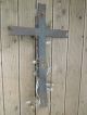 Schmiedeeisernes Kreuz Mit Tollen RosenblÜten Aus Metall Gearbeitet Um 1900 Skulpturen & Kruzifixe Bild 2