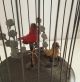 Alte Antike Spieluhr Im Vogelkäfig Mit Zwei Beweglichen Vögeln.  Käfig Bronze Antike Bild 1