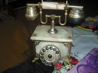 Altes Telefon Gehäuse & Hörergriff Aus Marmor Bild