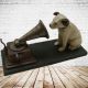 A Cast Iron Nipper Dog Polidor With Gramophone Party Gag Vintage Geschenk Blasinstrumente Bild 1
