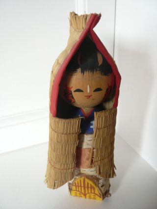 Alte Originale Japanische Kokeshi Puppe - Holz Handarbeit - Vintage Bild