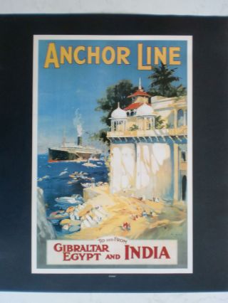 Maritim Plakat Poster Reederei Anchor Line,  Repro V.  Um 1921 - Rarität Bild