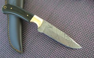 Jagdmesser Damast Messer 250 Gramm Full Tang Damastmesser Büffel Handarbeit Bild