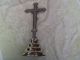 Vintage Antikes Standing Pedestrial Metal Wood Crucifix Cross Kreuz 25 Cm Skulpturen & Kruzifixe Bild 6