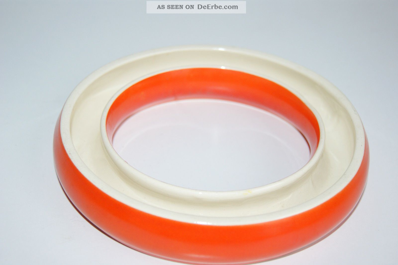 Alter Blumenring Steckring Keramik Creme - Orange Gemarkt Germany Nach Form & Funktion Bild