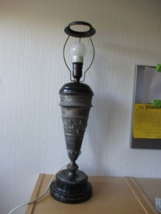 Leuchte Lampe Zinn Marmor Jugendstil Pokal 62cm Funktioniert Bild
