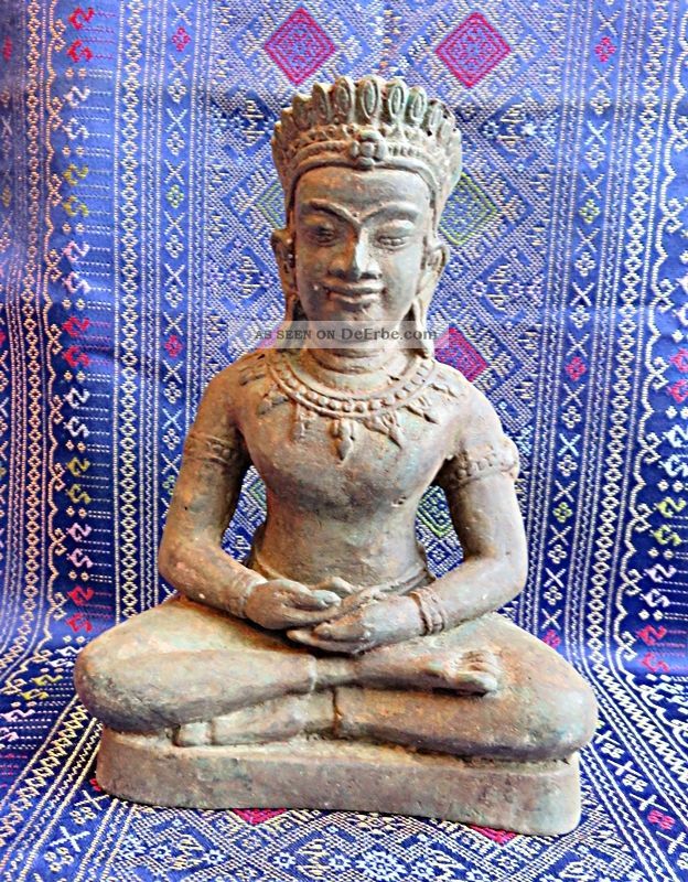 Bronze Statue,  Budddha In Der Dhyana Mudra Pose,  Mit Lotushut Ca 80 Jahre Alt. Entstehungszeit nach 1945 Bild