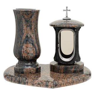 Grabschmuckset Grablampe,  Vase Und Herzsockel Aus Granit Gneis Bild