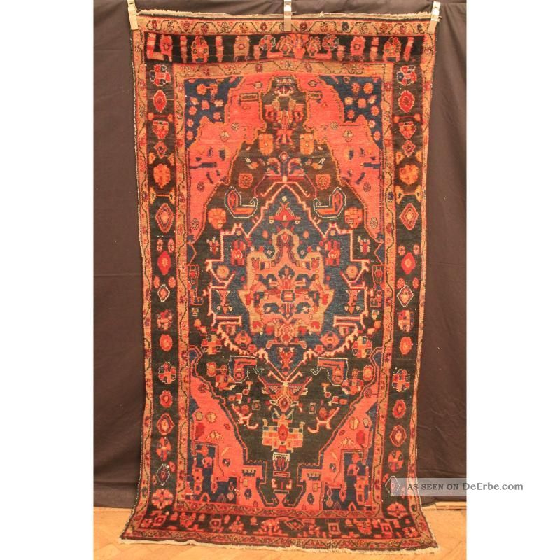 Antiker Handgeknüpfter Orient Blumen Teppich Sa Rug Lillian Old Carpet 250x130cm Teppiche & Flachgewebe Bild