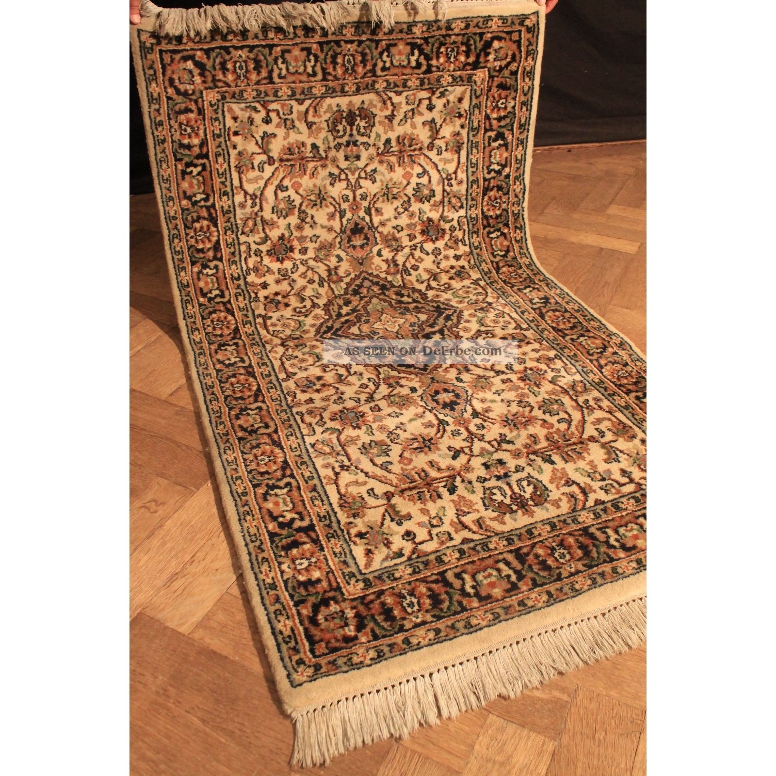 Schöner Handgeknüpfter Blumen Teppich Herati Nain Kum Carpet Tappeto 160x90cm Teppiche & Flachgewebe Bild