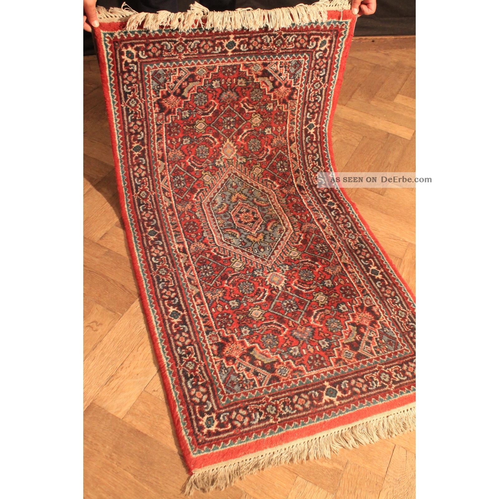 Schöner Handgeknüpfter Blumen Teppich Herati Bid Jaahha Carpet Tappeto 145x75cm Teppiche & Flachgewebe Bild